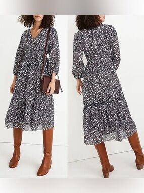 Madewell Tie-Waist Midi Dress in Harvest Vine